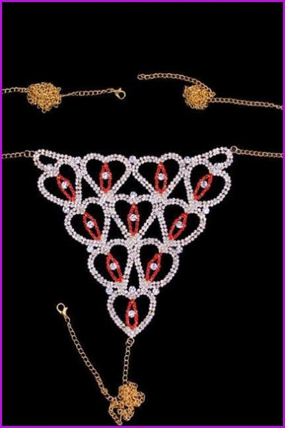 【Restock on March】Rhinestone Heart Bikini Jewelry Lingerie Set F1765 - Furdela