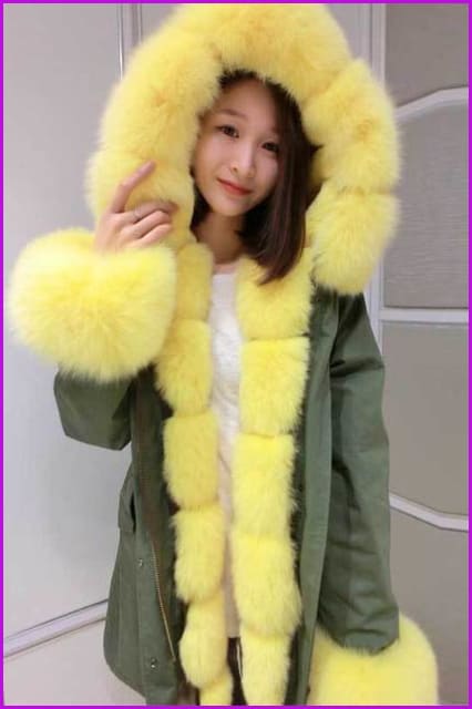 Rex Rabbit Fur Parka With Fox Fur Collar F247 - Furdela