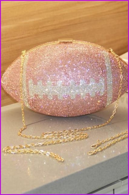 Rhinestone Football Purse Shoulder Bag F1780 - Furdela