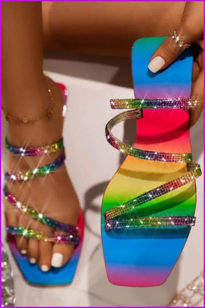 Rhinestones Rainbow Casual Sandal - Furdela