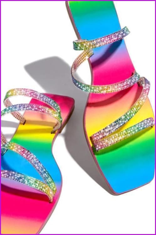 Rhinestones Rainbow Casual Sandal - Furdela