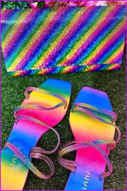 Rhinestones Rainbow Casual Sandal - Furdela