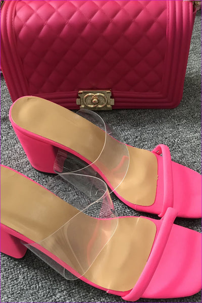 Rose Red Jelly Shoulder Bag And Sandal Set - Furdela