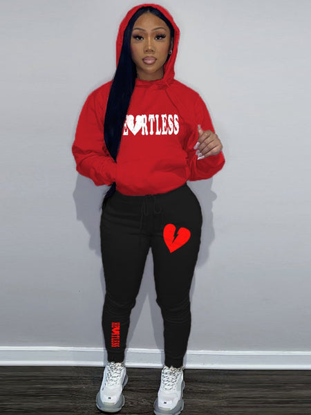 Broken Heart Letter Print Tracksuit Set AR5047