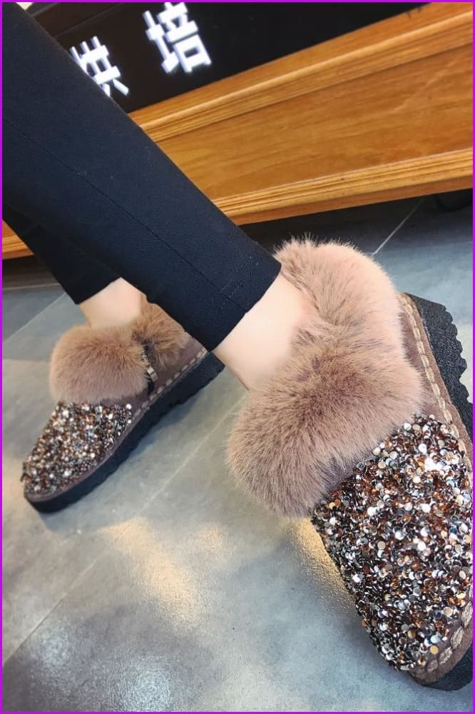 Shiny Faux Fur Boots DF068 - Furdela Wholesale