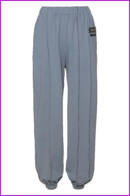 Side Pocket High Waist Blue Jogger Pants DA138 - Furdela