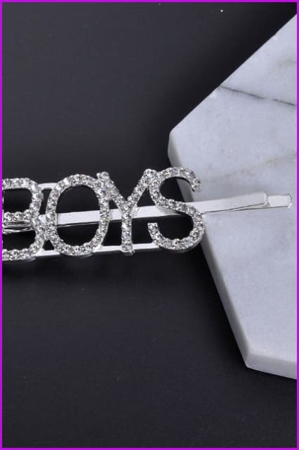 Silver Crystal Letter Unique Barrettes Hair Clips F063 - Furdela