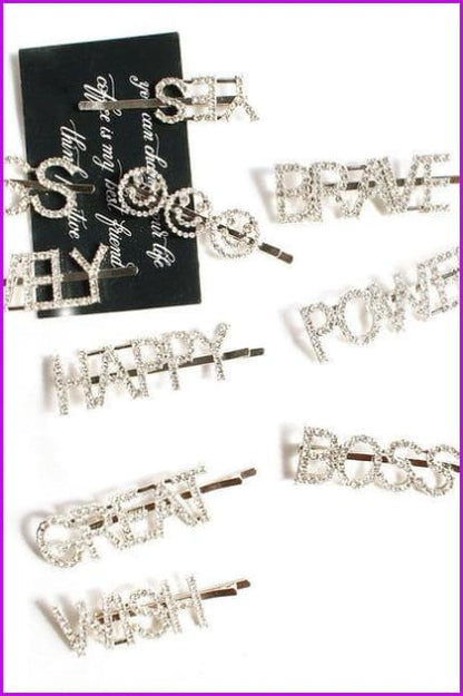 Silver Crystal Letter Unique Barrettes Hair Clips F063 - Furdela