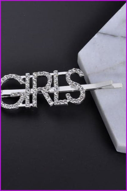 Silver Crystal Letter Unique Barrettes Hair Clips F063 - Furdela