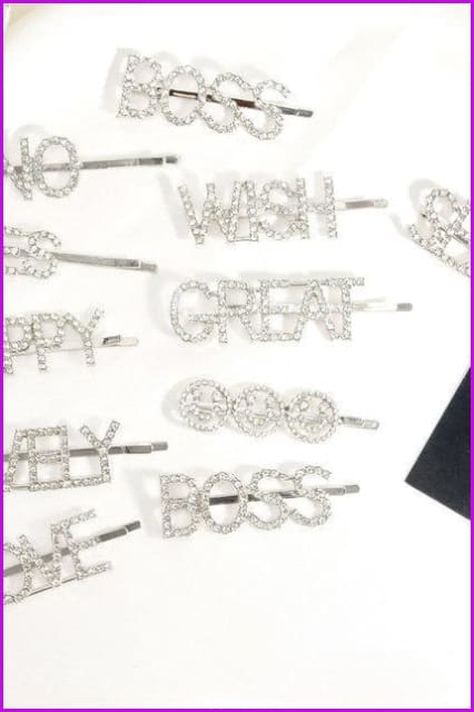 Silver Crystal Letter Unique Barrettes Hair Clips F063 - Furdela