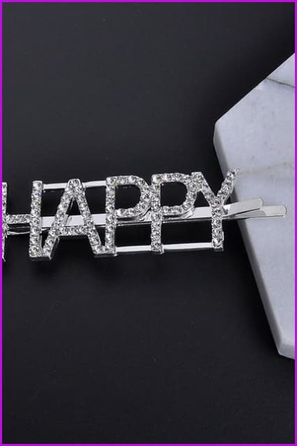 Silver Crystal Letter Unique Barrettes Hair Clips F063 - Furdela