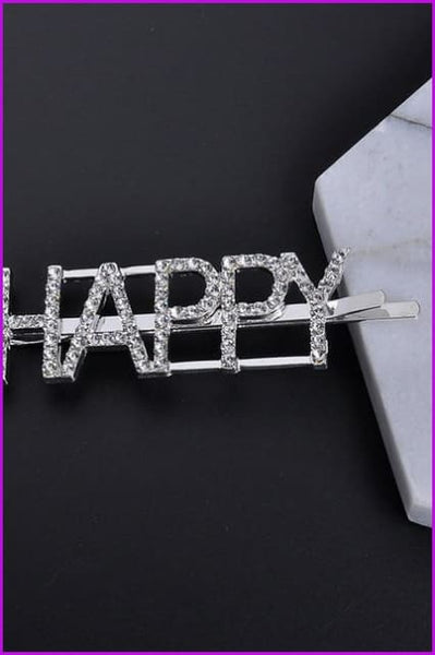 Silver Crystal Letter Unique Barrettes Hair Clips F063 - Furdela
