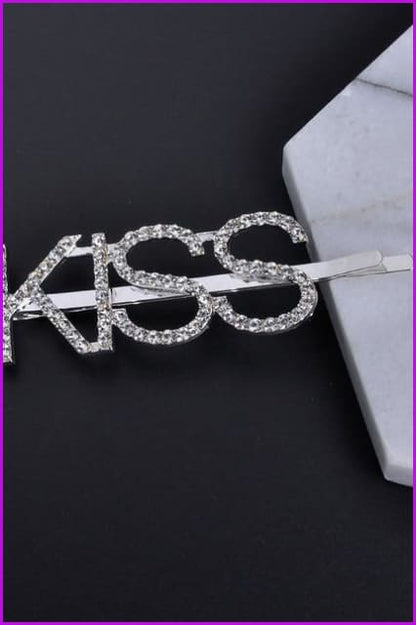 Silver Crystal Letter Unique Barrettes Hair Clips F063 - Furdela