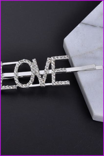 Silver Crystal Letter Unique Barrettes Hair Clips F063 - Furdela