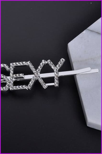 Silver Crystal Letter Unique Barrettes Hair Clips F063 - Furdela