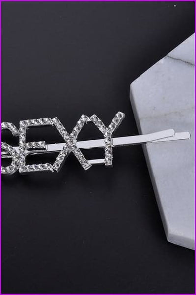 Silver Crystal Letter Unique Barrettes Hair Clips F063 - Furdela