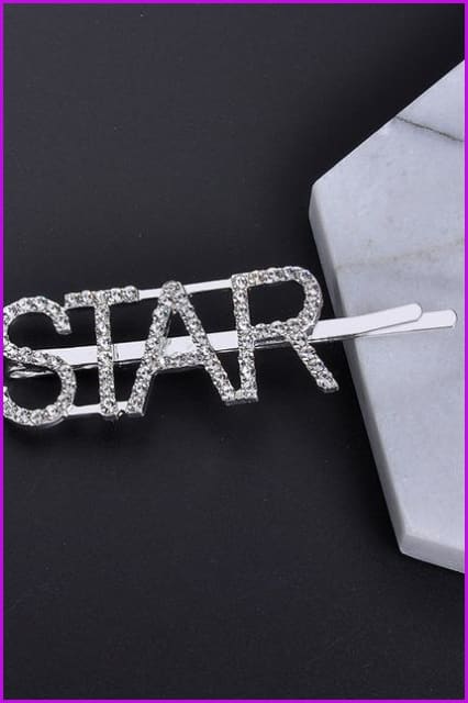 Silver Crystal Letter Unique Barrettes Hair Clips F063 - Furdela