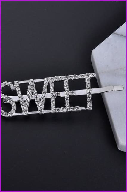 Silver Crystal Letter Unique Barrettes Hair Clips F063 - Furdela