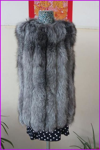 Silver Fluffy Fox Fur Gielt DO1017 - Furdela