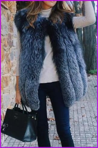 Silver Fluffy Fox Fur Gielt DO1017 - Furdela