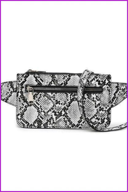 Snake Print PU Leather Waist Fanny Pack F393 - Furdela