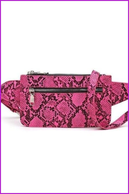 Snake Print PU Leather Waist Fanny Pack F393 - Furdela