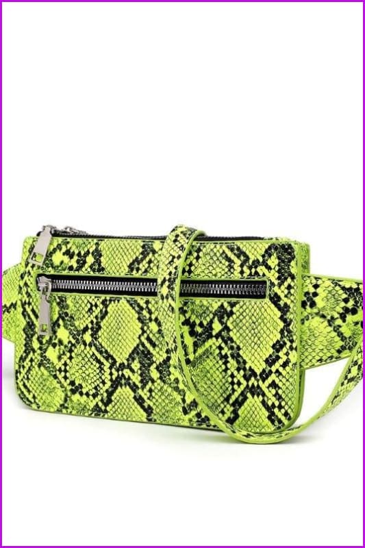 Snake Print PU Leather Waist Fanny Pack F393 - Furdela