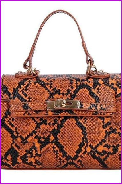 Snake Skin Flap Leather Bag F204 - Furdela