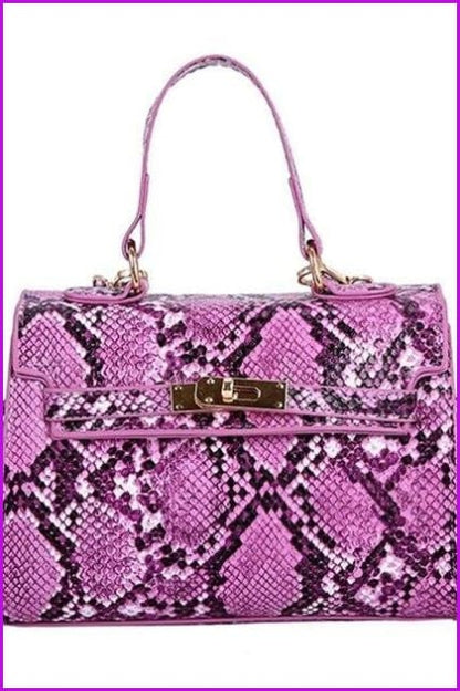 Snake Skin Flap Leather Bag F204 - Furdela