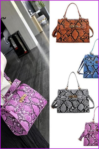 Snake Skin Flap Leather Bag F204 - Furdela