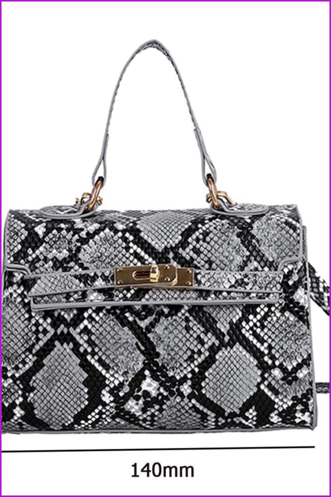 Snake Skin Flap Leather Bag F204 - Furdela