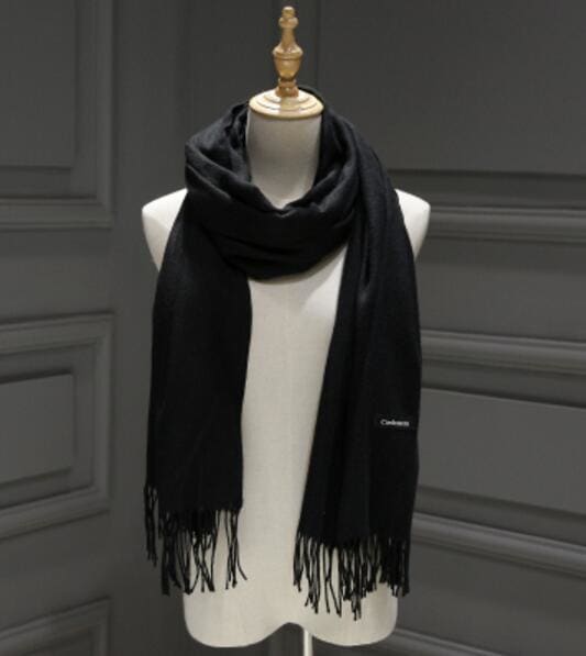Solid Color Cashmere With Tassel Scarf - Furdela Wholesale