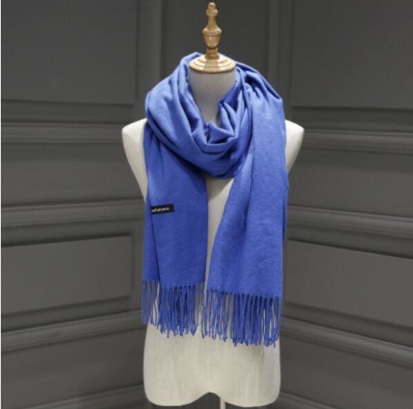 Solid Color Cashmere With Tassel Scarf - Furdela Wholesale