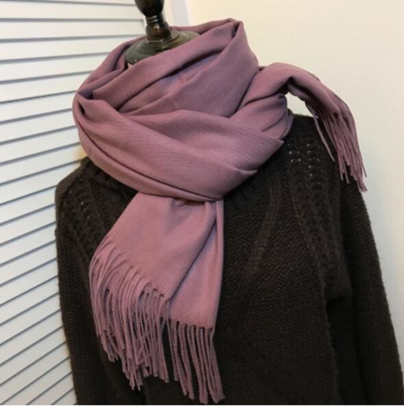 Solid Color Cashmere With Tassel Scarf - Furdela Wholesale