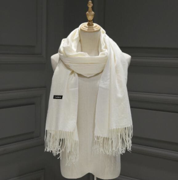 Solid Color Cashmere With Tassel Scarf - Furdela Wholesale