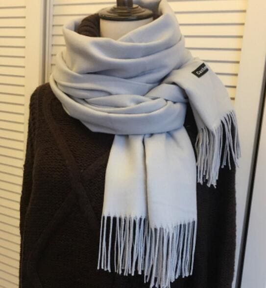 Solid Color Cashmere With Tassel Scarf - Furdela Wholesale