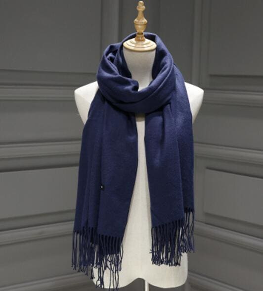 Solid Color Cashmere With Tassel Scarf - Furdela Wholesale
