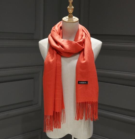 Solid Color Cashmere With Tassel Scarf - Furdela Wholesale