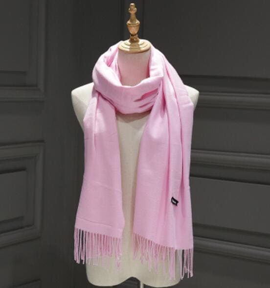 Solid Color Cashmere With Tassel Scarf - Furdela Wholesale