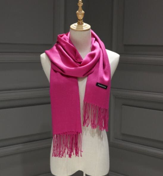 Solid Color Cashmere With Tassel Scarf - Furdela Wholesale