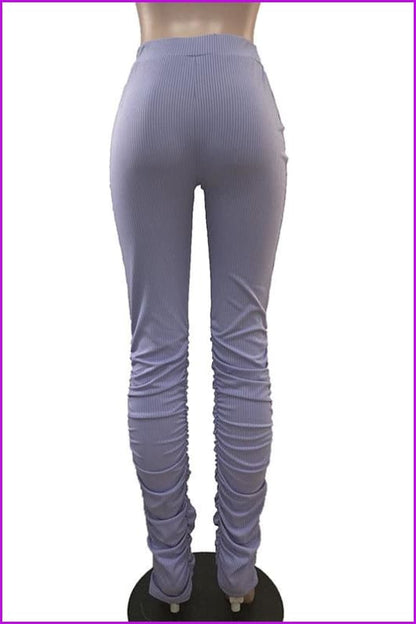 Solid High Waist Stacked Hem Skinny Pants For WomenDE928 - Furdela