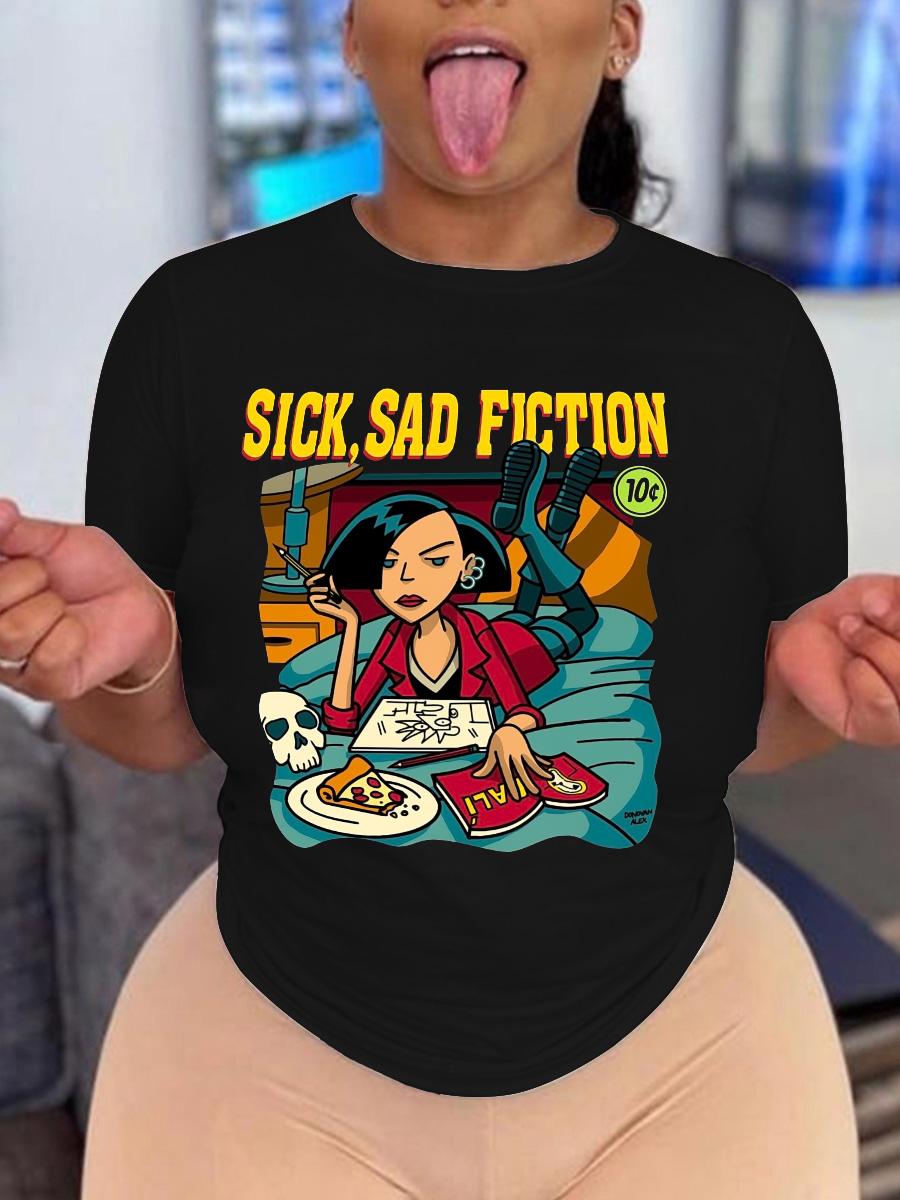 Plus Size Figure Letter Print T-shirt AR5038