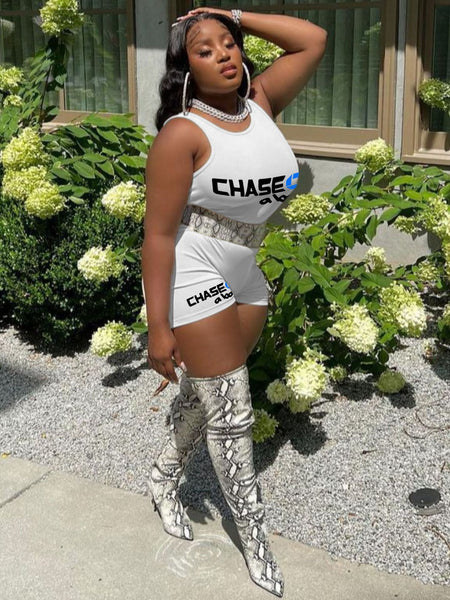 Letter Print Rib Knit Cami Romper AR501