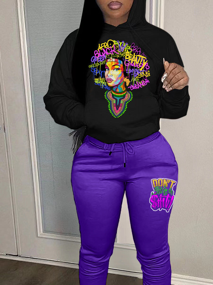 Teddy Bear Letter Print Kangaroo Pocket Tracksuit Set BO2116