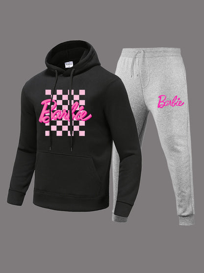 Teddy Bear Letter Print Kangaroo Pocket Tracksuit Set BO2116