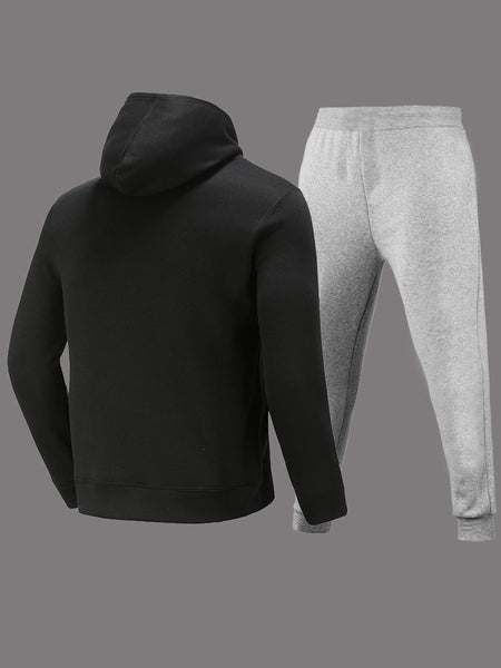 Teddy Bear Letter Print Kangaroo Pocket Tracksuit Set BO2116