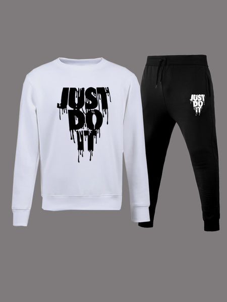 Just Do It Letter Print Kangaroo Pocket Print Hoodie AR501