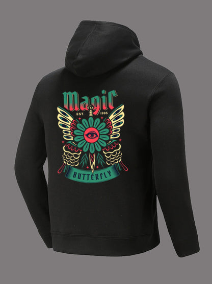 Men Eye Gradient Letter Print Kangaroo Pocket Hoodie AT903