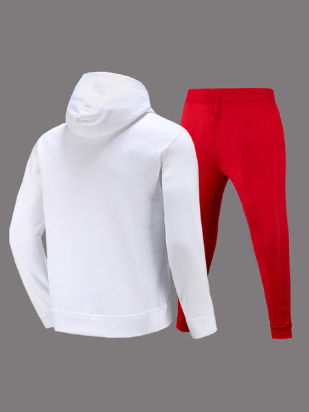 Plus Size Just Do It Letter Print Kangaroo Pocket Tracksuit Set AR802