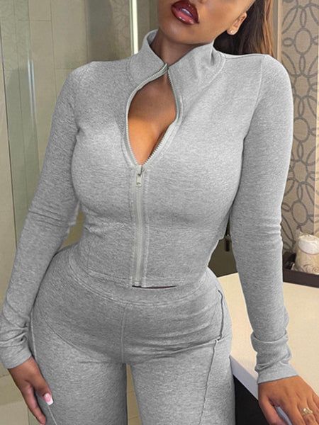 Zipper Design Skinny Pants Set AR5022